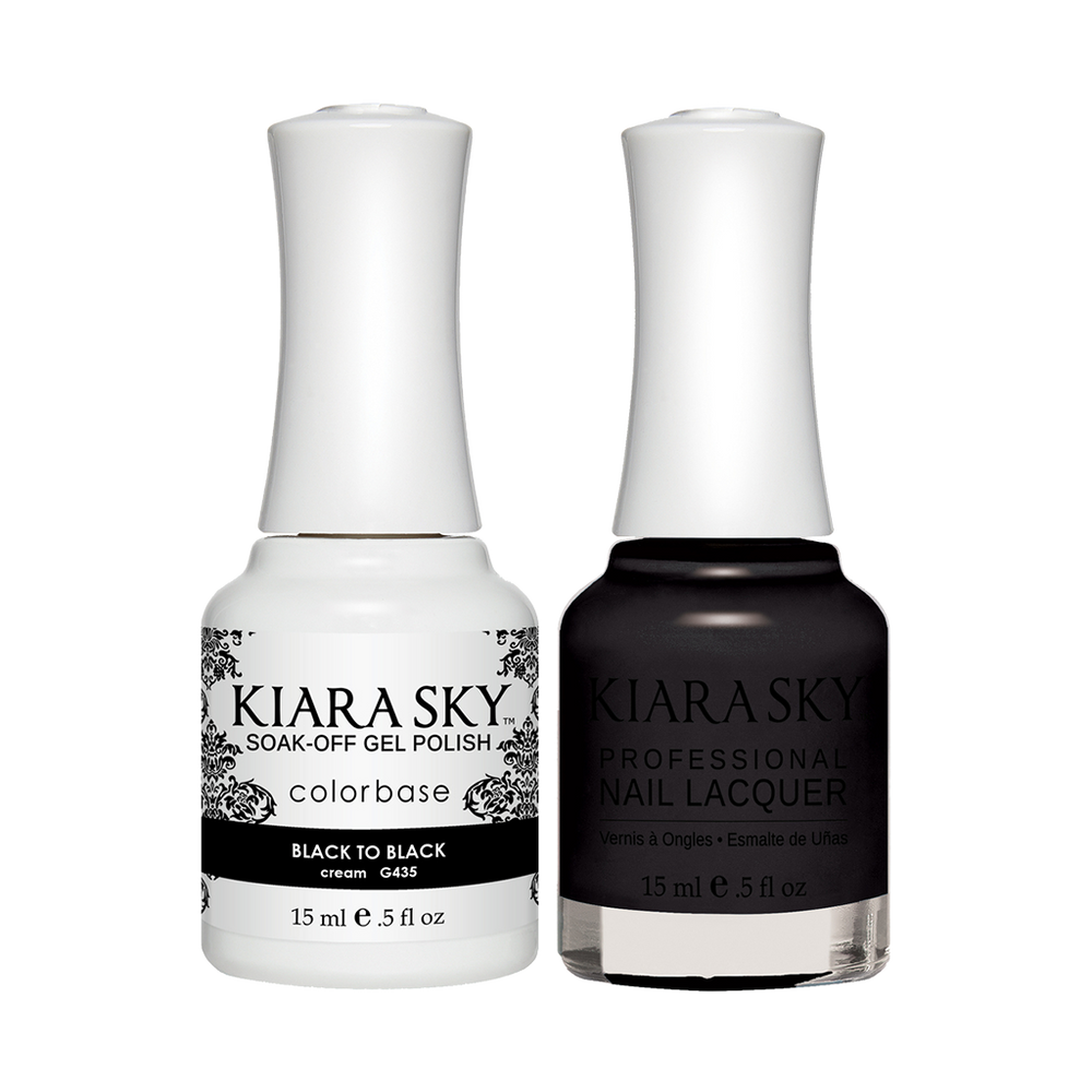 Kiara Sky Gel Polish + Nail Lacquer, GN 435, Black To Black, 0.5oz