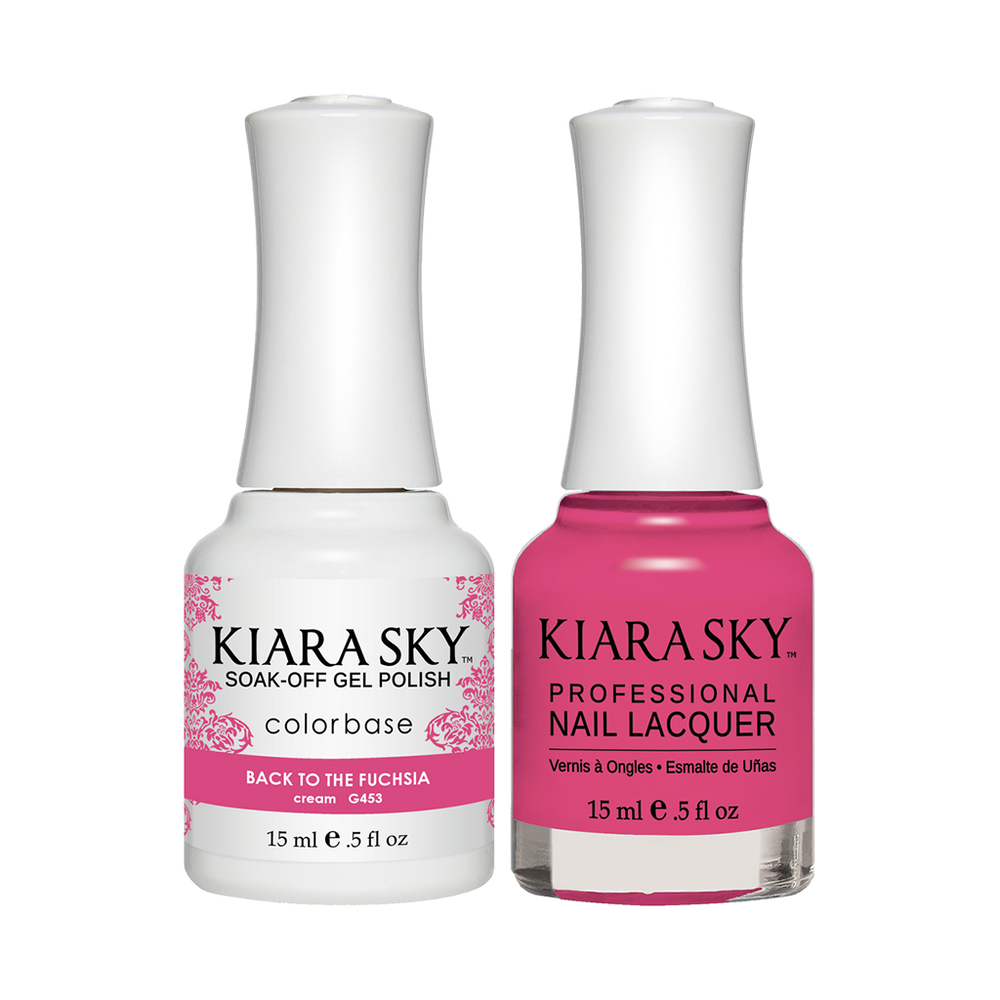 Kiara Sky Gel Polish + Nail Lacquer, GN 453, Back To The Fuchsia, 0.5oz