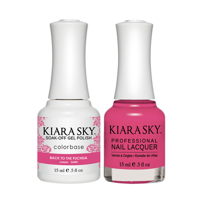 Kiara Sky Gel Polish + Nail Lacquer, GN 453, Back To The Fuchsia, 0.5oz