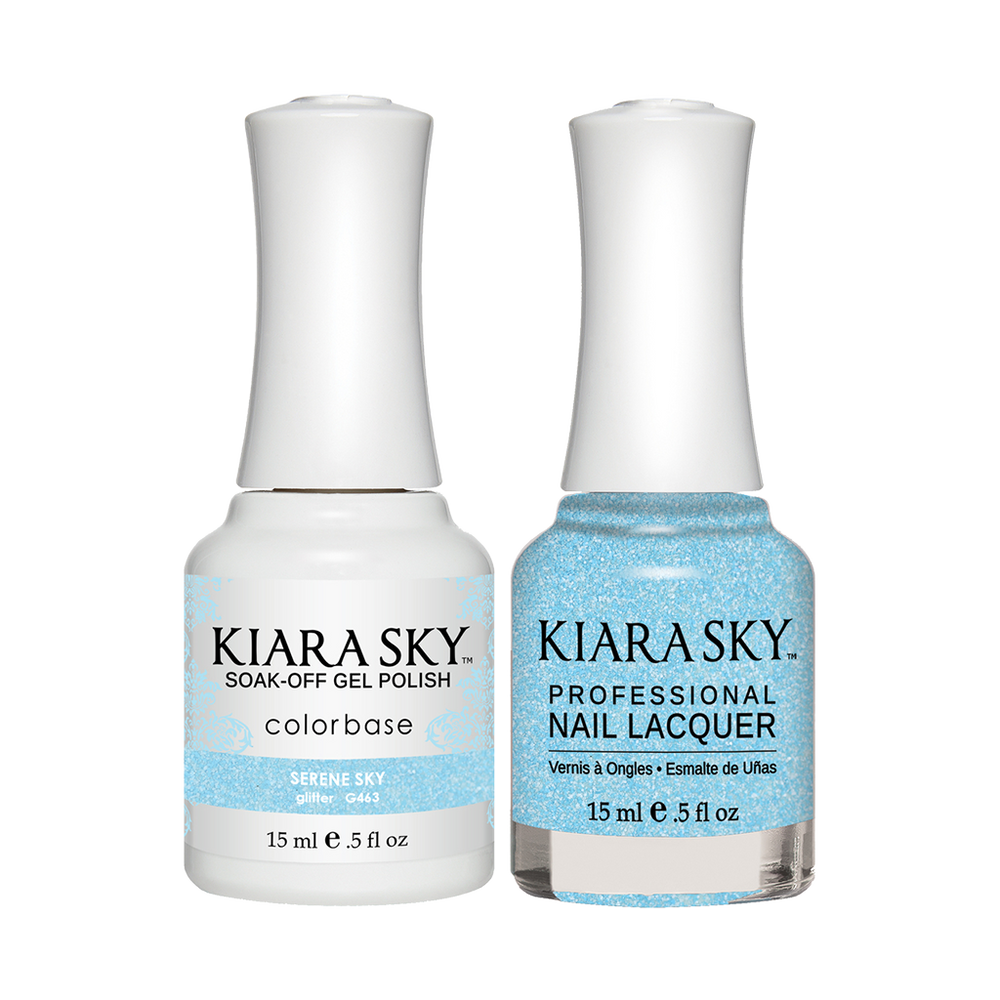 Kiara Sky Gel Polish + Nail Lacquer, GN 463, Serene Sky, 0.5oz
