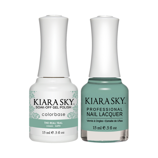 Kiara Sky Gel Polish + Nail Lacquer, GN 493, The-Real-Teal, 0.5oz