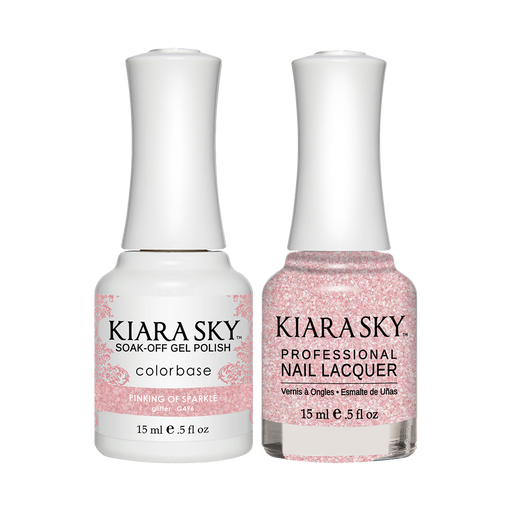 Kiara Sky Gel Polish + Nail Lacquer, GN 496, Pinking-Of-Sparkle, 0.5oz