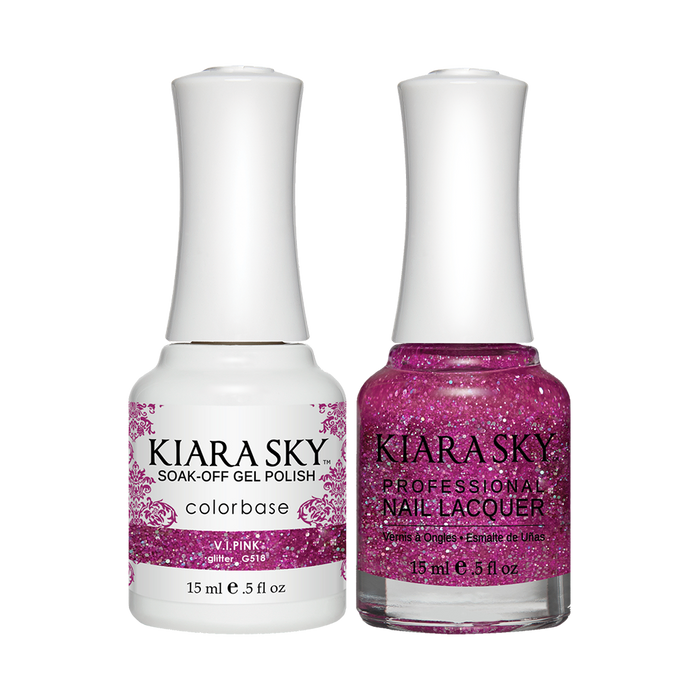 Kiara Sky Gel Polish + Nail Lacquer, GN 518, V.I.Pink, 0.5oz