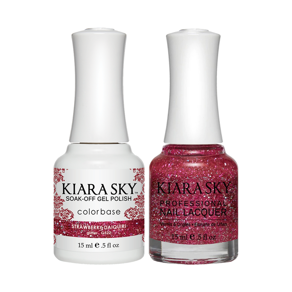Kiara Sky Gel Polish + Nail Lacquer, GN 522, Strawberry Daiquiri, 0.5oz