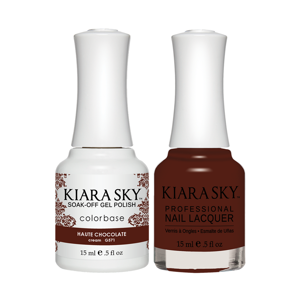 Kiara Sky Gel Polish + Nail Lacquer, GN 571, Haute Chocolate, 0.5oz