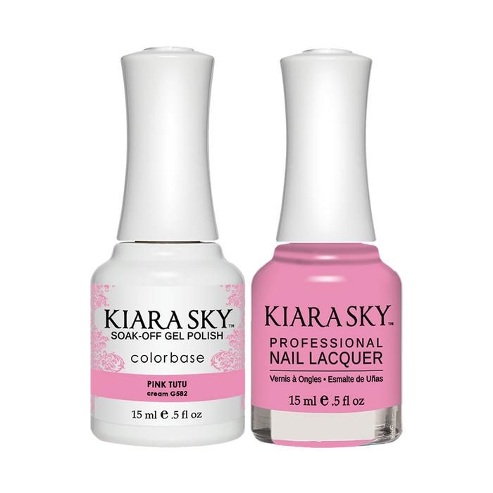 Kiara Sky Gel Polish + Nail Lacquer, GN 582, Pink Tutu, 0.5oz