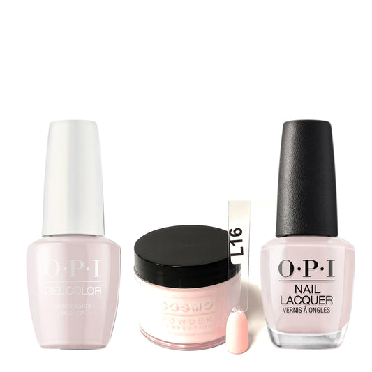 Cosmo 3in1 Dipping Powder + Gel Polish + Nail Lacquer (Matching OPI), 2oz, CL16