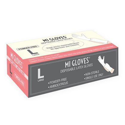 Mi Latex Gloves, Powder-Free, 18809, Size L KK BB