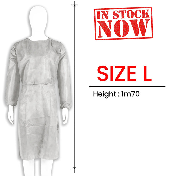 Disposable Protective  Isolation Gown, WHITE, Size L OK0416VD