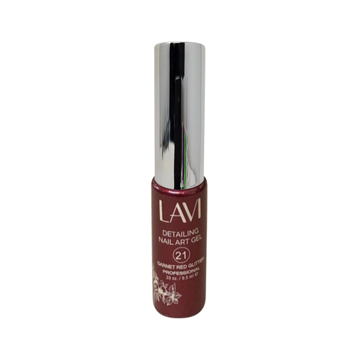 Lavi Detailing Nail Art Gel, 21, GARNET RED GLITTER, 0.33oz, 12522 (Pk: 12 pcs/box)