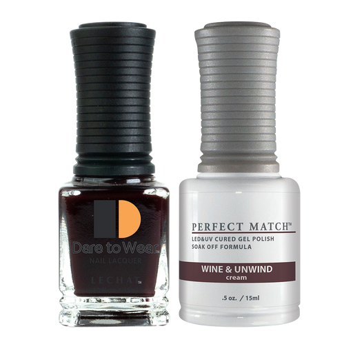 LeChat Perfect Match Nail Lacquer And Gel Polish, PMS264, Evening Soirée Collection, Wine And Unwind, 0.5oz