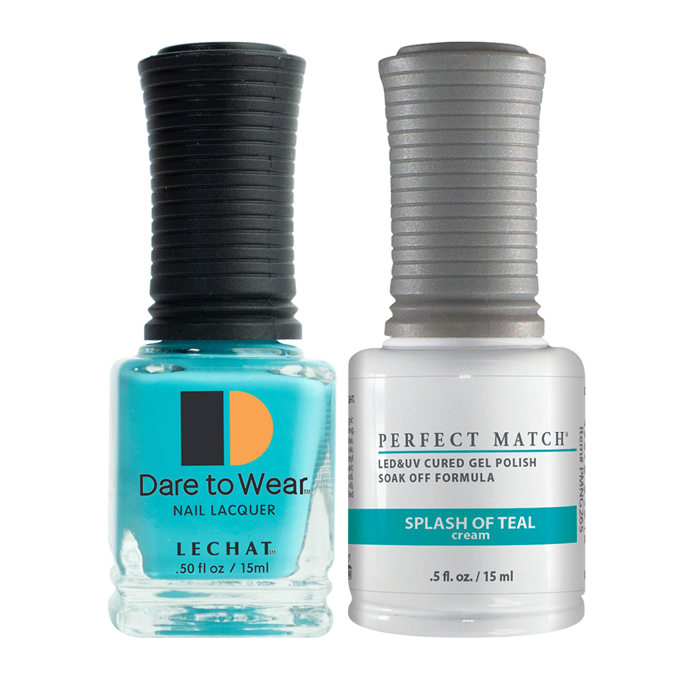 LeChat Perfect Match Nail Lacquer And Gel Polish, PMS265, Juicy Vibes Collection, Splash Of Teal, 0.5oz
