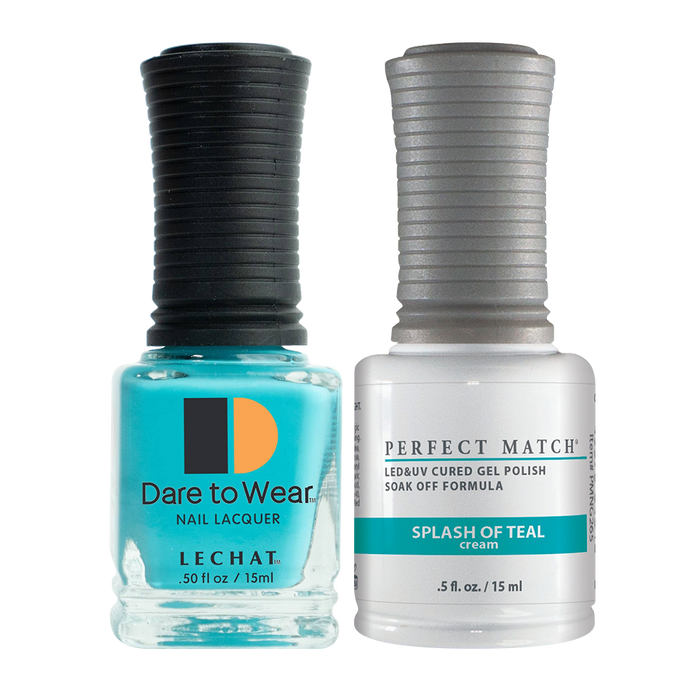 LeChat Perfect Match Nail Lacquer And Gel Polish, PMS265, Juicy Vibes Collection, Splash Of Teal, 0.5oz