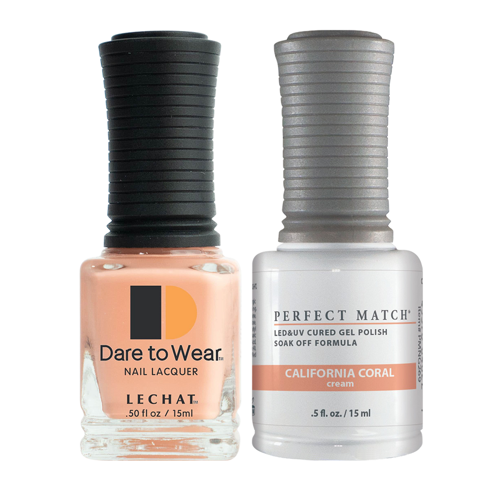 LeChat Perfect Match Nail Lacquer And Gel Polish, PMS269, Juicy Vibes Collection, California Coral, 0.5oz