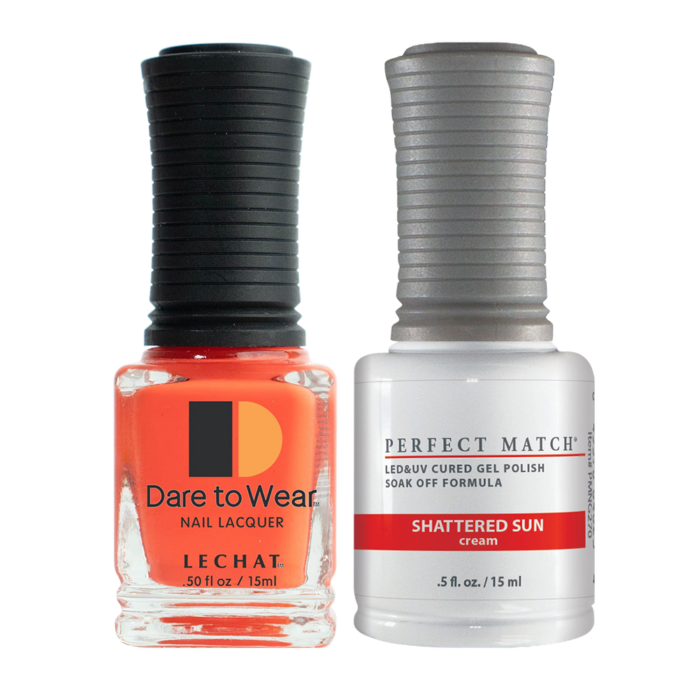 LeChat Perfect Match Nail Lacquer And Gel Polish, PMS270, Juicy Vibes Collection, Shattered Sun, 0.5oz