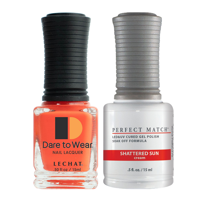 LeChat Perfect Match Nail Lacquer And Gel Polish, PMS270, Juicy Vibes Collection, Shattered Sun, 0.5oz