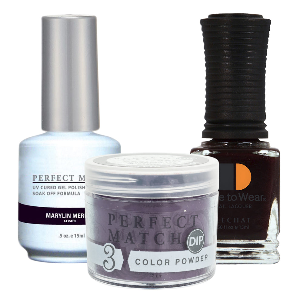 Perfect Match 3in1 Dipping Powder + Gel Polish + Nail Lacquer, PMDP004, Marilyn Merlot KK1024