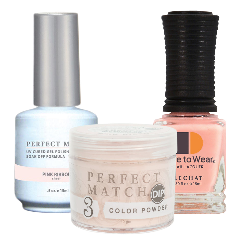 Perfect Match 3in1 Dipping Powder + Gel Polish + Nail Lacquer, PMDP008, Pink Ribbon KK1024