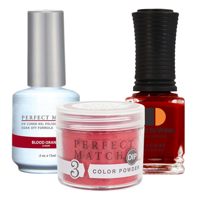 Perfect Match 3in1 Dipping Powder + Gel Polish + Nail Lacquer, PMDP010, Blood Orange KK1024