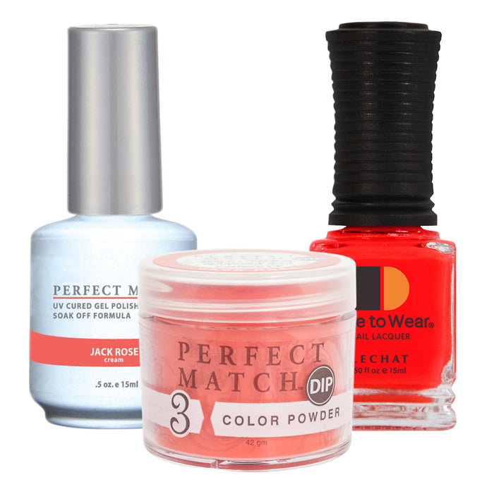Perfect Match 3in1 Dipping Powder + Gel Polish + Nail Lacquer, PMDP011, Jack Rose KK1024