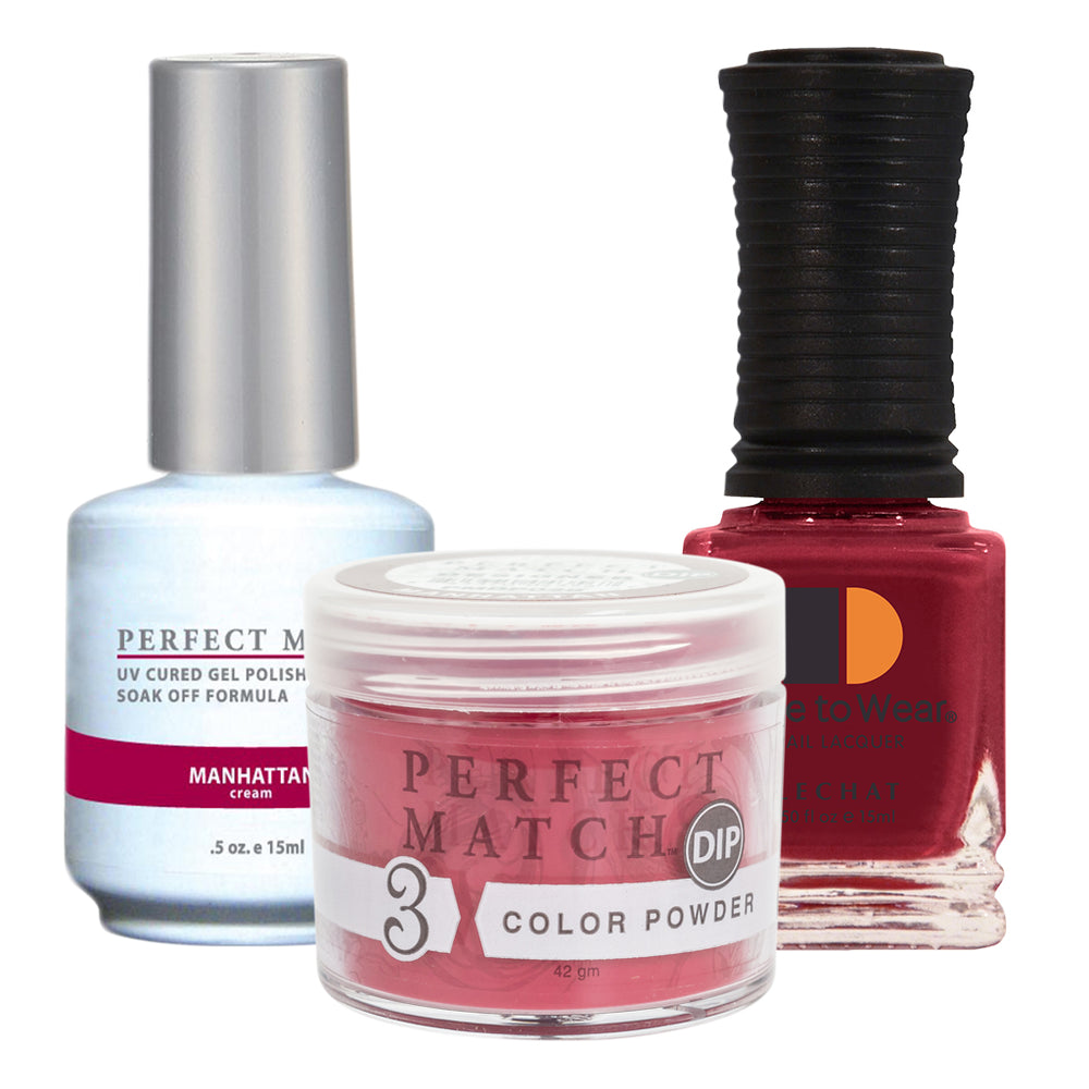 Perfect Match 3in1 Dipping Powder + Gel Polish + Nail Lacquer, PMDP028, Manhattan KK1024