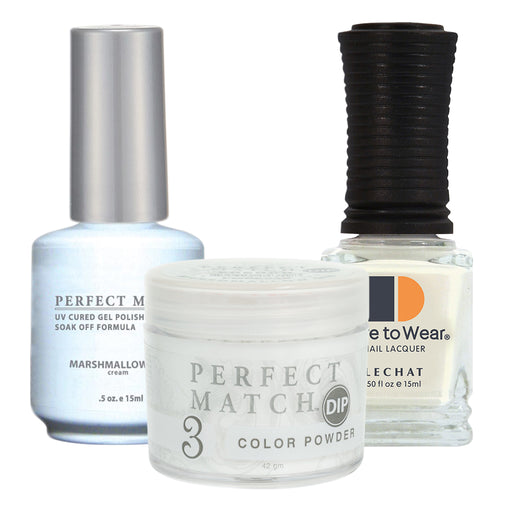 Perfect Match 3in1 Dipping Powder + Gel Polish + Nail Lacquer, PMDP035, Marshmallow Gin KK1024
