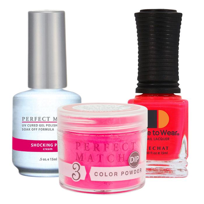 Perfect Match 3in1 Dipping Powder + Gel Polish + Nail Lacquer, PMDP045, Shocking Pink KK1024