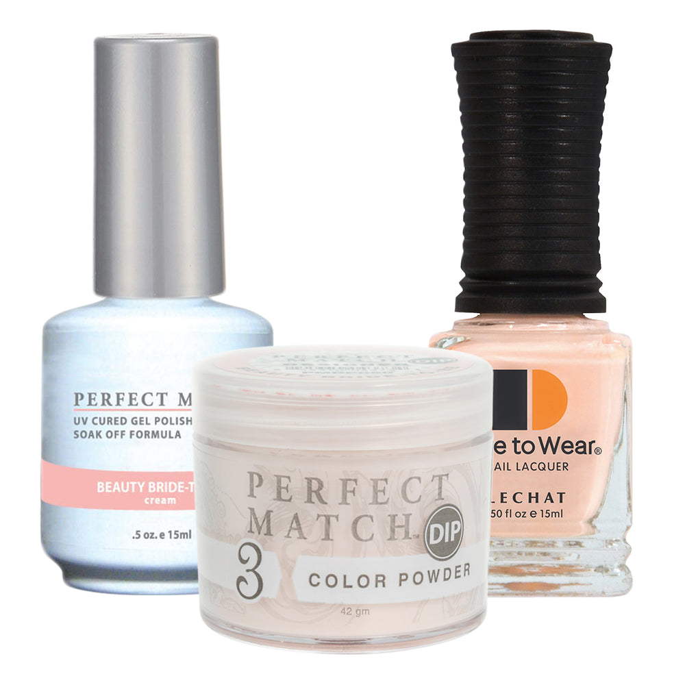Perfect Match 3in1 Dipping Powder + Gel Polish + Nail Lacquer, PMDP050, Beauty Bride-To-Be KK1024
