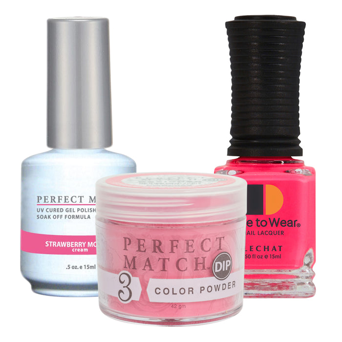 Perfect Match 3in1 Dipping Powder + Gel Polish + Nail Lacquer, PMDP052, Strawberry Mousse KK1024