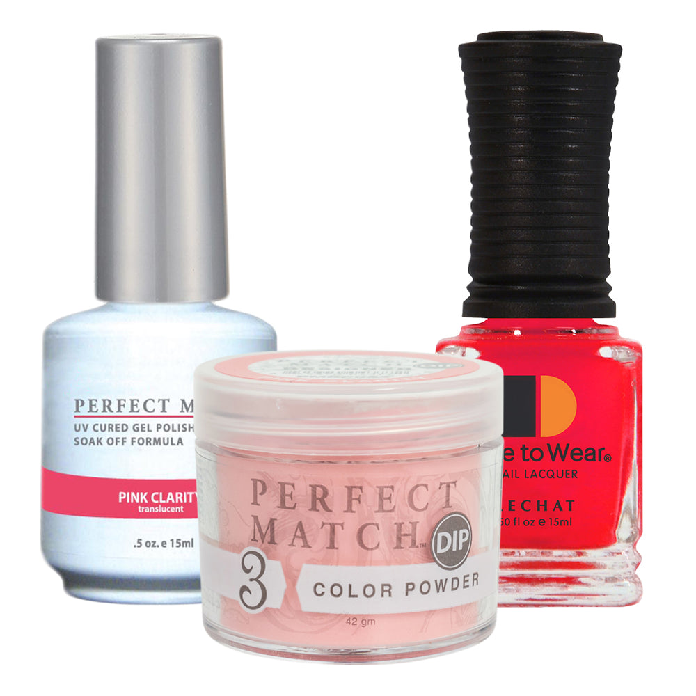 Perfect Match 3in1 Dipping Powder + Gel Polish + Nail Lacquer, PMDP054, Pink Clarity KK1024
