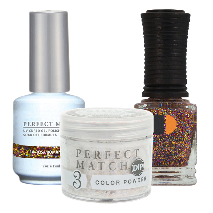 Perfect Match 3in1 Dipping Powder + Gel Polish + Nail Lacquer, PMDP055, La Rosa Romantica KK1024