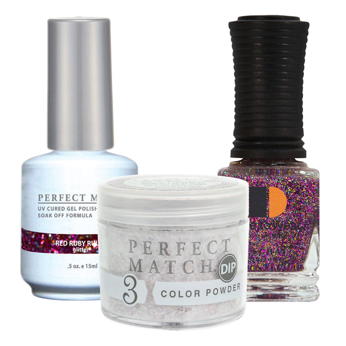 Perfect Match 3in1 Dipping Powder + Gel Polish + Nail Lacquer, PMDP057, Red Ruby Rules KK1024