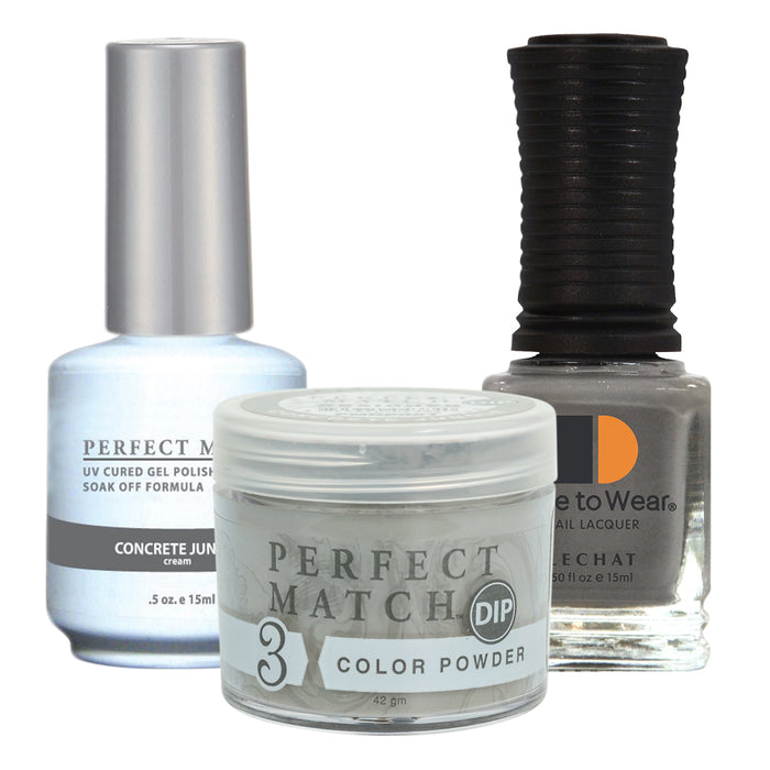 Perfect Match 3in1 Dipping Powder + Gel Polish + Nail Lacquer, PMDP061, Concrete Jungle KK1024