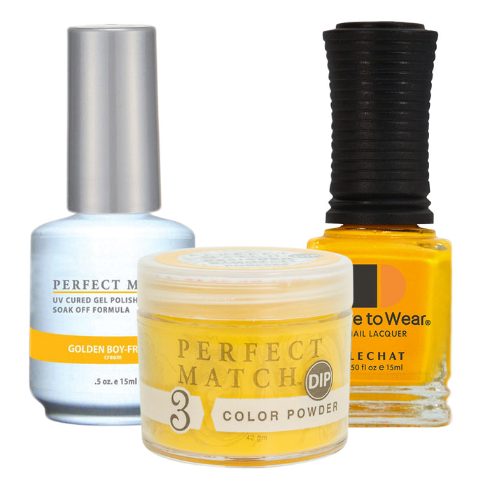 Perfect Match 3in1 Dipping Powder + Gel Polish + Nail Lacquer, PMDP064, Golden Boy-Friend KK1024