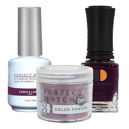 Perfect Match 3in1 Dipping Powder + Gel Polish + Nail Lacquer, PMDP078, Lords Ladies KK1024
