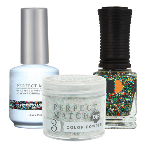 Perfect Match 3in1 Dipping Powder + Gel Polish + Nail Lacquer, PMDP086, Electric Masquerade KK1024
