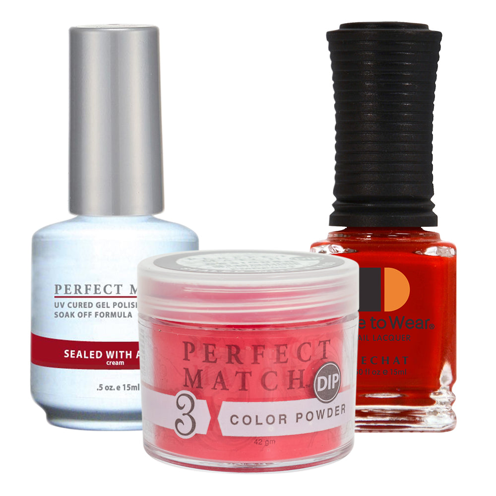 Perfect Match 3in1 Dipping Powder + Gel Polish + Nail Lacquer, PMDP091, Sealed With A Kiss KK1024