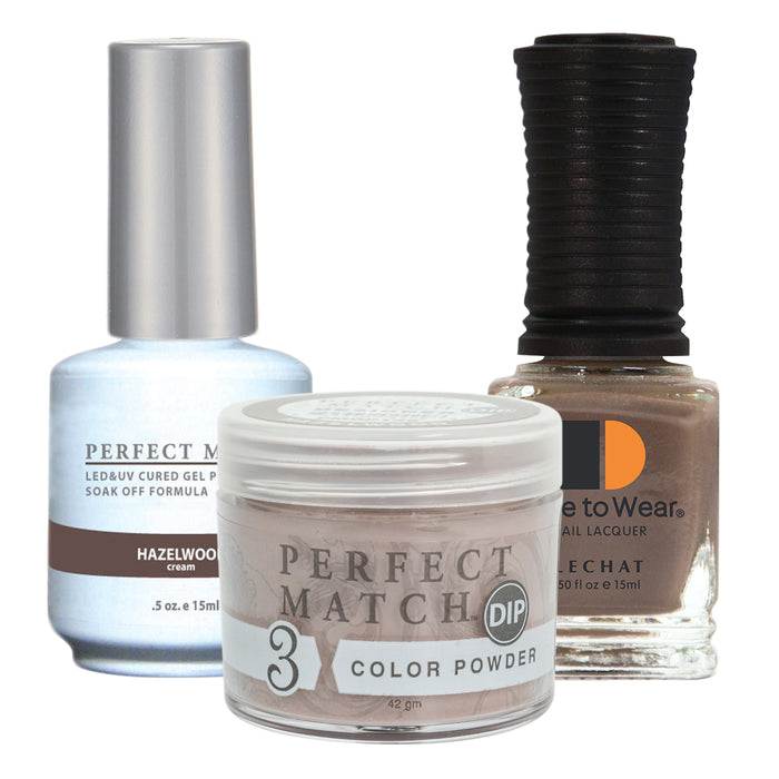 Perfect Match 3in1 Dipping Powder + Gel Polish + Nail Lacquer, PMDP129, Hazelwood KK1024