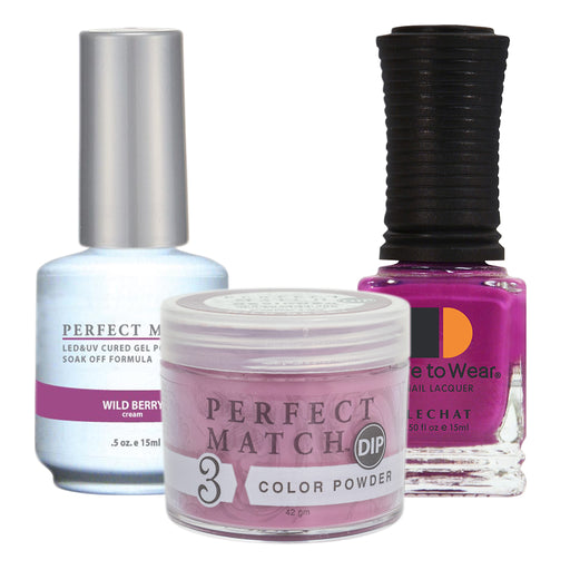 Perfect Match 3in1 Dipping Powder + Gel Polish + Nail Lacquer, PMDP131, Wild Berry KK1024
