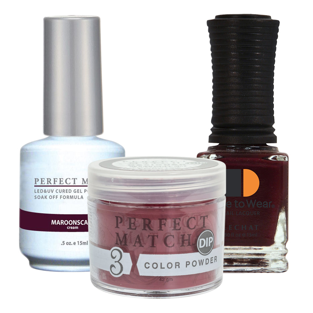 Perfect Match 3in1 Dipping Powder + Gel Polish + Nail Lacquer, PMDP132, Maroonscape KK1024