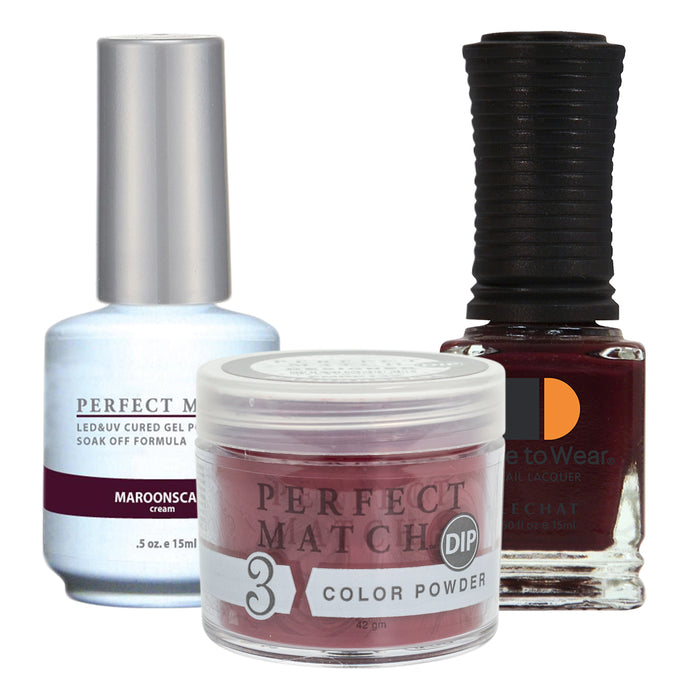 Perfect Match 3in1 Dipping Powder + Gel Polish + Nail Lacquer, PMDP132, Maroonscape KK1024