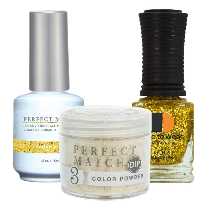 Perfect Match 3in1 Dipping Powder + Gel Polish + Nail Lacquer, PMDP135, Golden Bliss KK1024