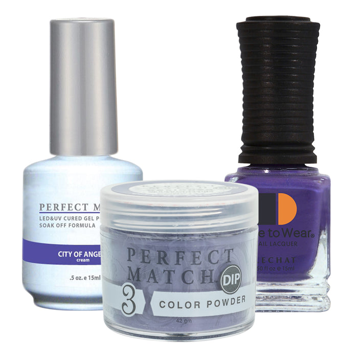 Perfect Match 3in1 Dipping Powder + Gel Polish + Nail Lacquer, PMDP141, City Of Angels KK1024