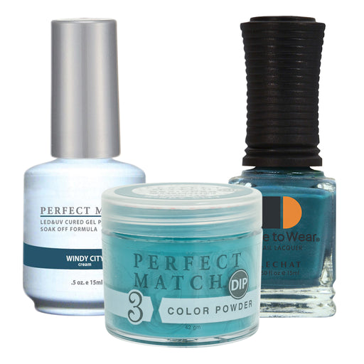 Perfect Match 3in1 Dipping Powder + Gel Polish + Nail Lacquer, PMDP142, Windy City KK1024