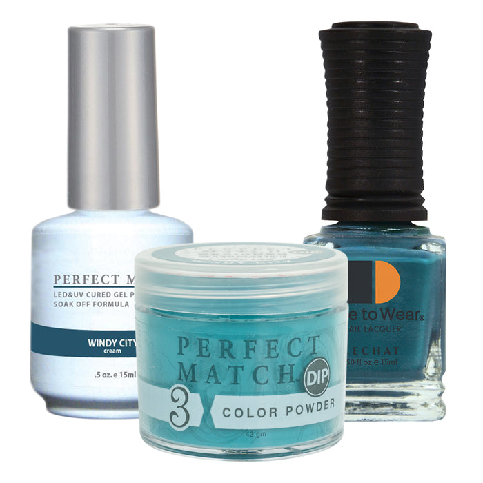 Perfect Match 3in1 Dipping Powder + Gel Polish + Nail Lacquer, PMDP142, Windy City KK1024