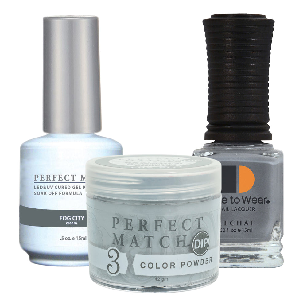 Perfect Match 3in1 Dipping Powder + Gel Polish + Nail Lacquer, PMDP143, Fog City KK1024