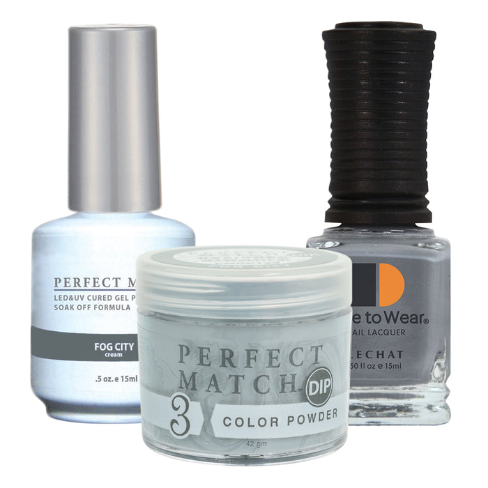 Perfect Match 3in1 Dipping Powder + Gel Polish + Nail Lacquer, PMDP143, Fog City KK1024