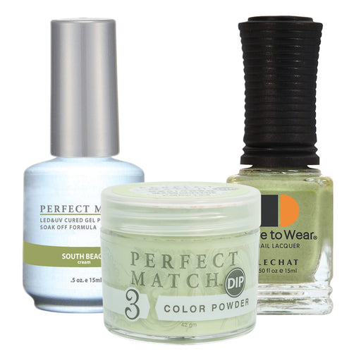 Perfect Match 3in1 Dipping Powder + Gel Polish + Nail Lacquer, PMDP144, South Beach KK1024