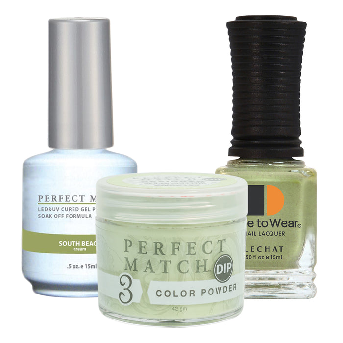 Perfect Match 3in1 Dipping Powder + Gel Polish + Nail Lacquer, PMDP144, South Beach KK1024