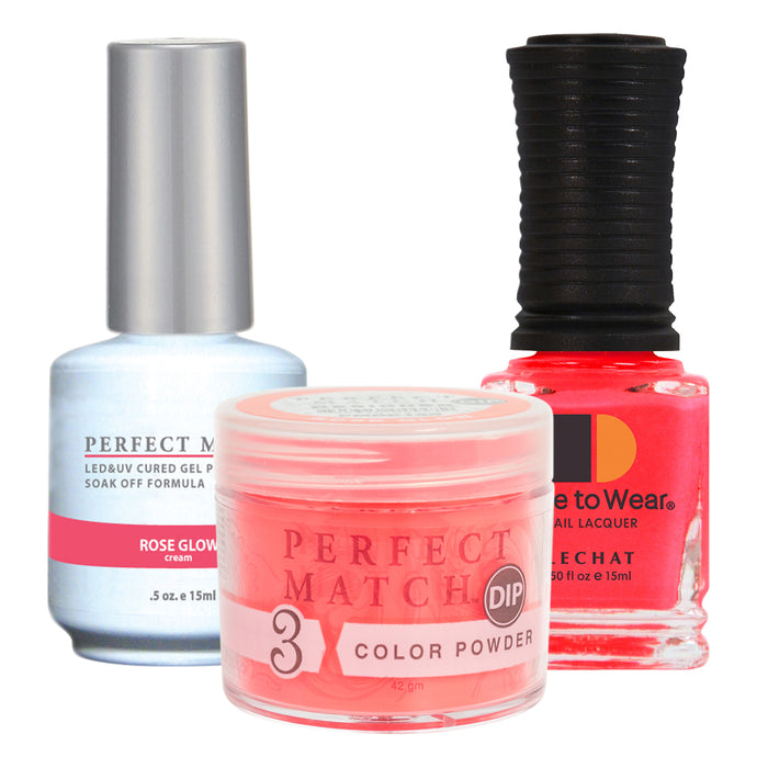 Perfect Match 3in1 Dipping Powder + Gel Polish + Nail Lacquer, PMDP150, Rose Glow KK1024